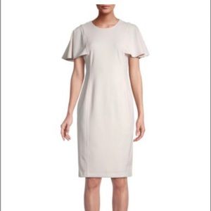 NWT Calvin Klein Flutter Sleeve Sheath Dress Blush Pink